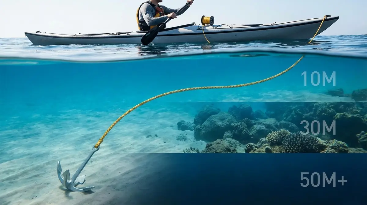 カヤックアンカーのロープは何メートル必要？水深別の目安